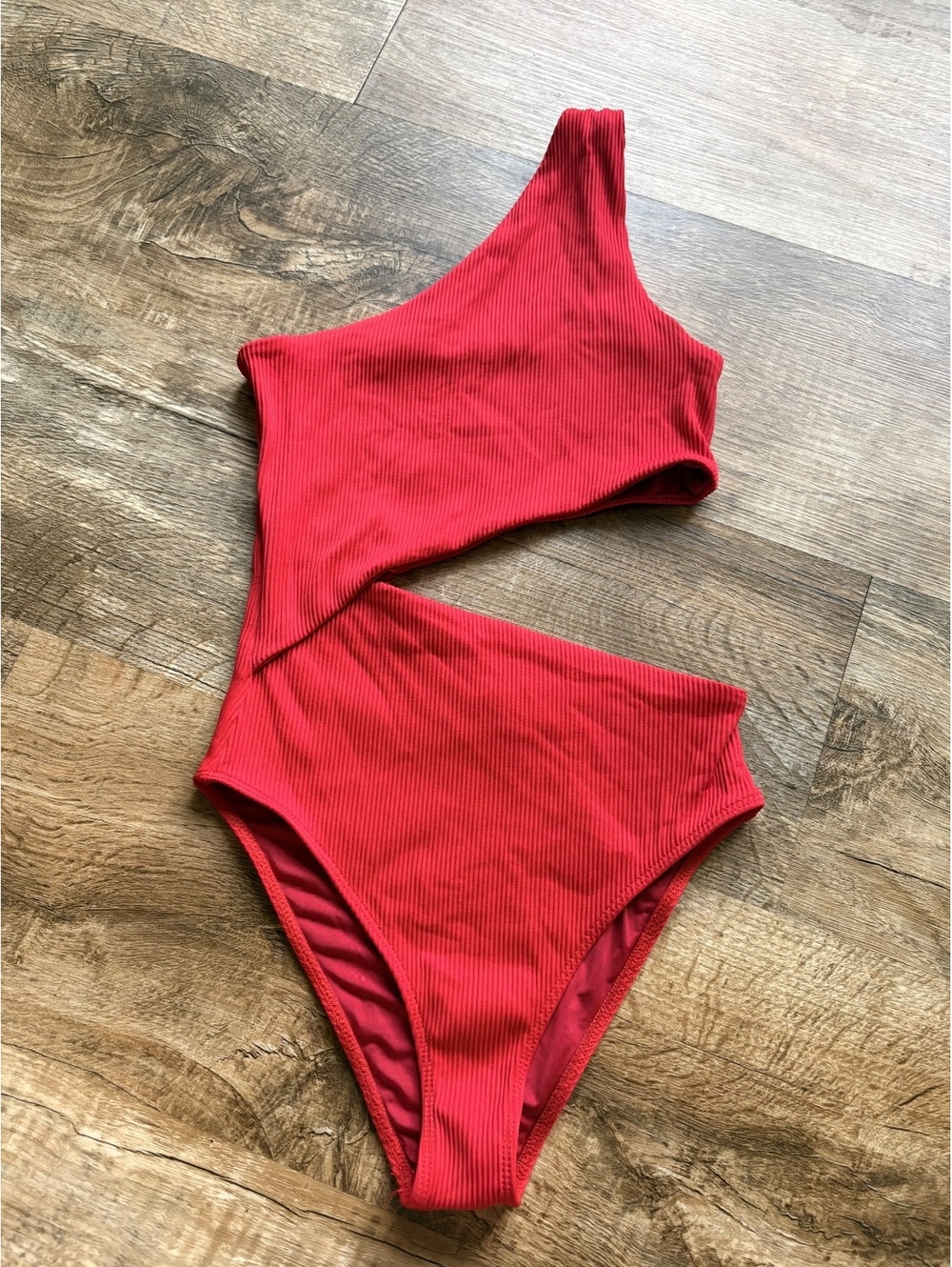 Beach Riot Women's One-Shoulder Cutout Red Swimsuit Size Small